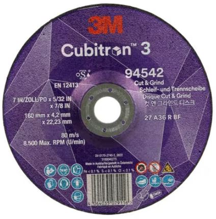 3M™ Cubitron™ 3 kap- och sliprondell 180X4,2mm T27