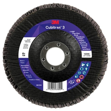 3M™ Cubitron™ 3 Lamellrondell 1169F, T29-konisk, 125 mm × 22,23 m
